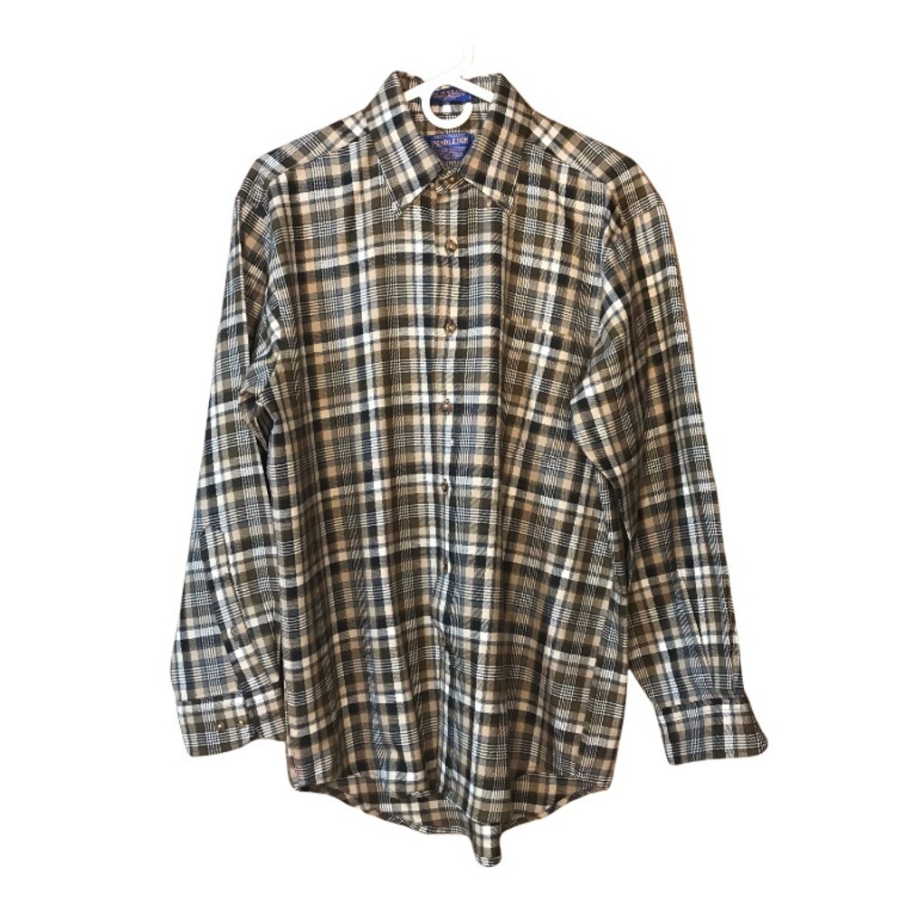 Sir Pendleton Shirt Men’s Plaid Button Down 100% Wool Medium‎ Long Sleeve Casual